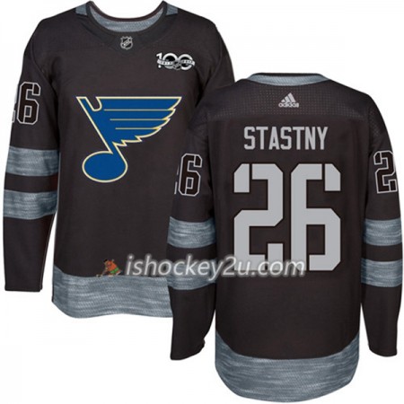 Mænd NHL St. Louis Blues Trøje Paul Stastny 26 1917-2017 100th Anniversary Adidas Sort Authentic